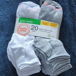 3 For $30. Wonder Nation Girls' Ankle Socks - White and Gray